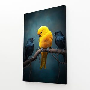 Yellow Tree Bird Wall Art