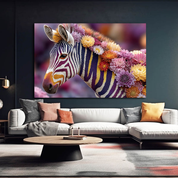 Zebra Wall Art Floral