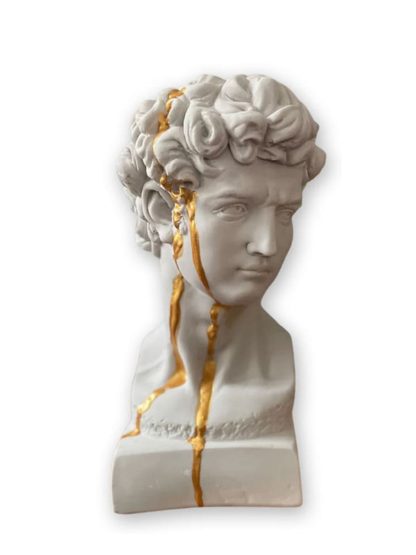 White and Gold David Head Sculpture
