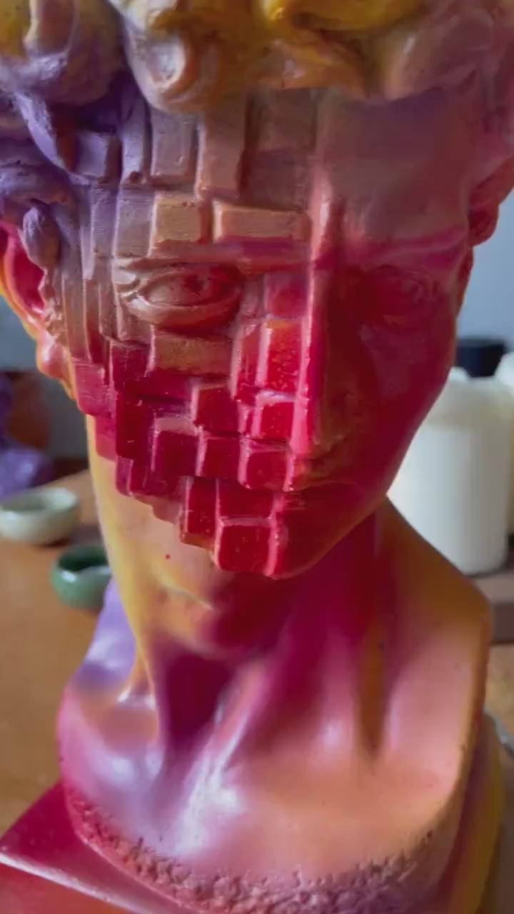 Orange David Head Sculpture - David Bust | MusaArtGallery™