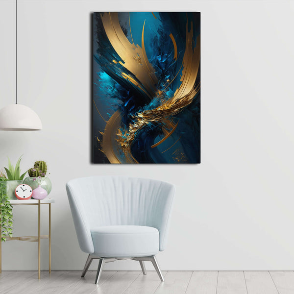 Abstract Blue and Gold Wall Art | MusaArtGallery™ 
