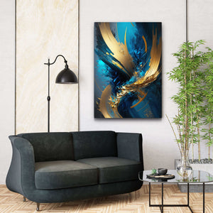 Abstract Blue and Gold Wall Art | MusaArtGallery™ 