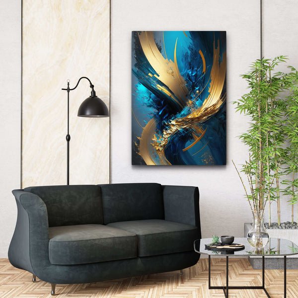 Abstract Blue and Gold Wall Art MusaArtGallery™