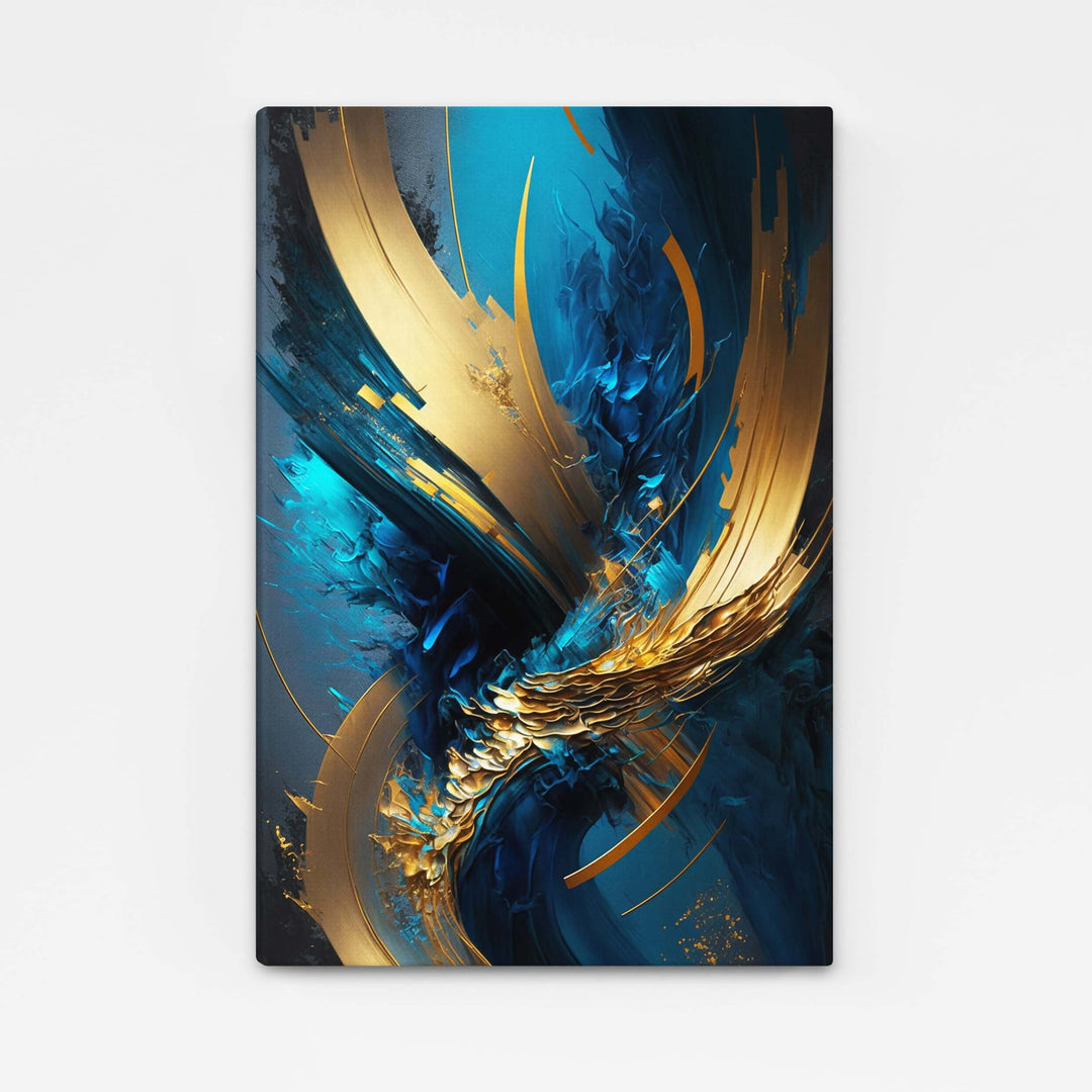 Abstract Blue and Gold Wall Art | MusaArtGallery™ 