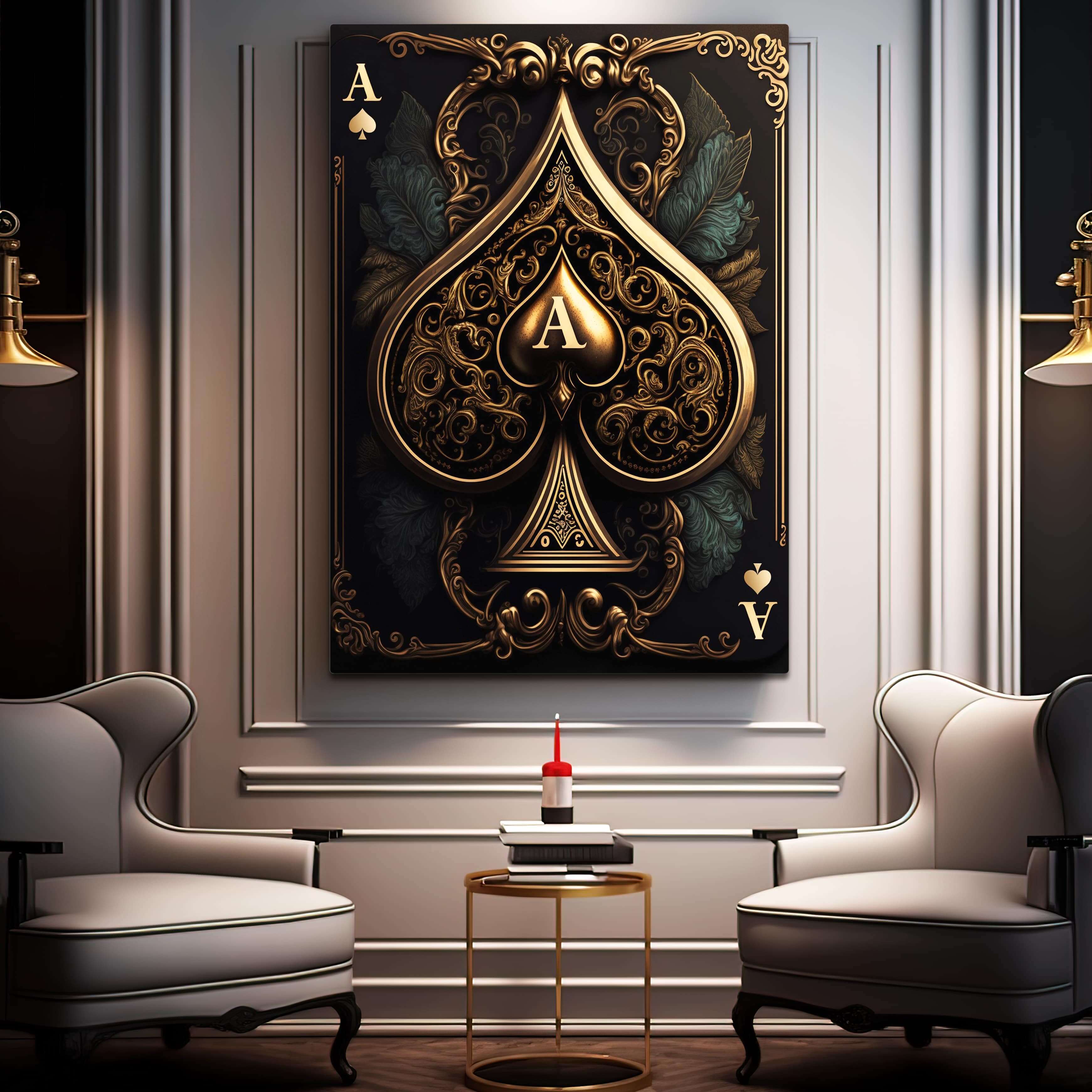 Ace of Spades - Gold Canvas – ClockCanvas