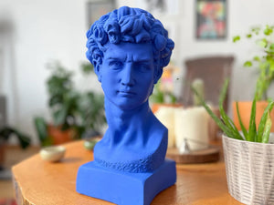 Blue David Head Sculpture