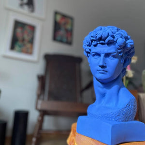 Blue David Head Sculpture
