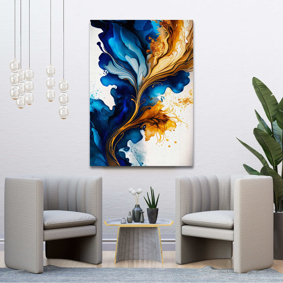 Blue Gold Abstract Art | MusaArtGallery™