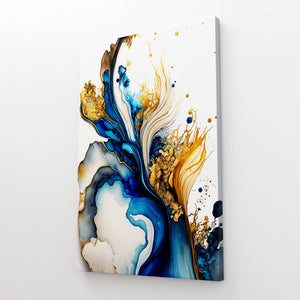 Blue Gold Abstract Canvas | MusaArtGallery™