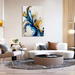 Blue Gold Abstract Canvas | MusaArtGallery™