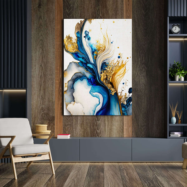Blue Gold Abstract Canvas | MusaArtGallery™