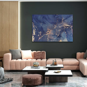 Blue Gold Marble Wall Art | MusaArtGallery™ 