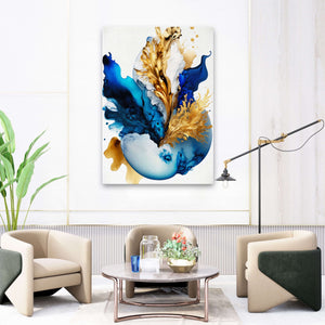 Blue and Gold Abstract Canvas | MusaArtGallery™ 