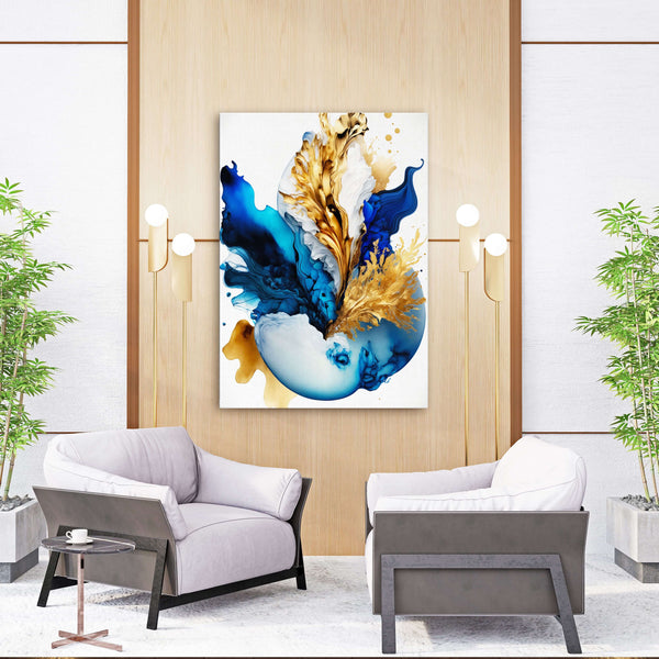 Blue and Gold Abstract Canvas | MusaArtGallery™ 