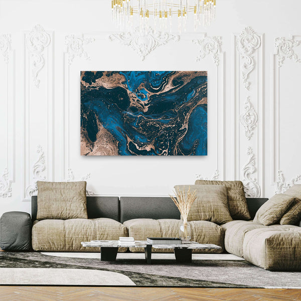 Blue and Gold Marble Wall Art | MusaArtGallery™ 