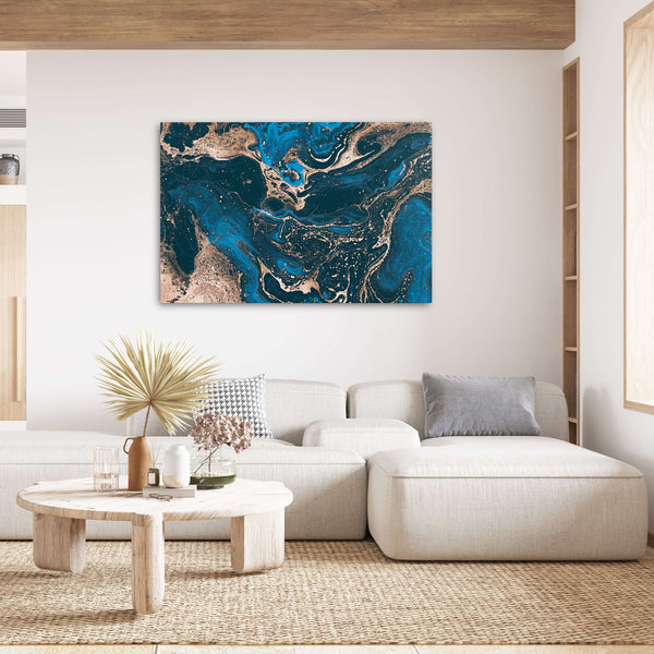 Blue and Gold Marble Wall Art | MusaArtGallery™ 