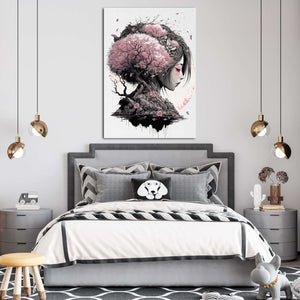 Geisha Japanese Cherry Blossom Wall Art | MusaArtGallery™ 