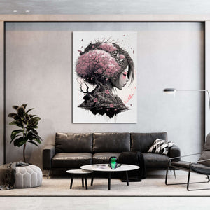 Geisha Japanese Cherry Blossom Wall Art | MusaArtGallery™ 