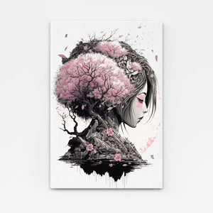 Geisha Japanese Cherry Blossom Wall Art | MusaArtGallery™ 