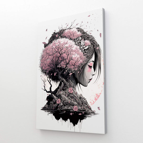 Geisha Japanese Cherry Blossom Wall Art | MusaArtGallery™ 