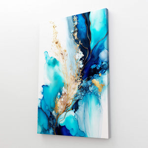 Gold and Blue Abstract Wall Art | MusaArtGallery™ 