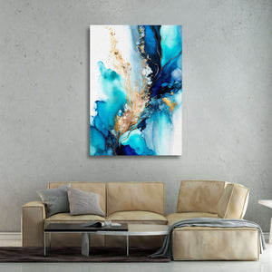 Gold and Blue Abstract Wall Art | MusaArtGallery™ 
