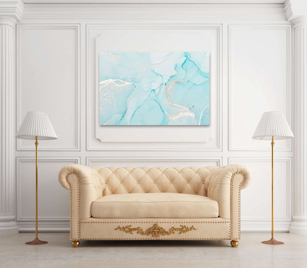 Light Blue and Gold Marble Wall Art | MusaArtGallery™