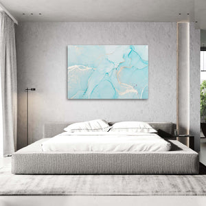 Light Blue and Gold Marble Wall Art | MusaArtGallery™