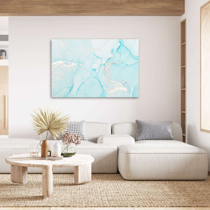 Light Blue and Gold Marble Wall Art | MusaArtGallery™
