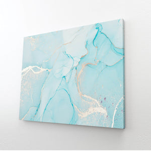 Light Blue and Gold Marble Wall Art | MusaArtGallery™