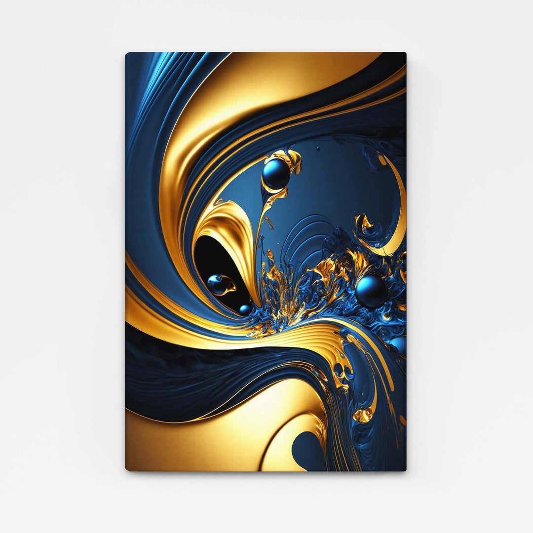 Navy Blue and Gold Abstract Wall Art | MusaArtGallery™ 