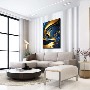 Navy Blue and Gold Abstract Wall Art | MusaArtGallery™ 