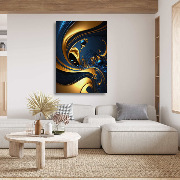 Navy Blue and Gold Abstract Wall Art | MusaArtGallery™ 