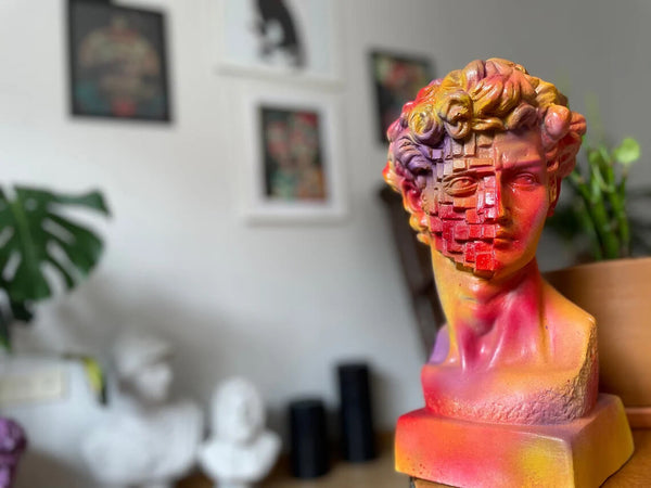 Orange David Head Sculpture - David Bust | MusaArtGallery™