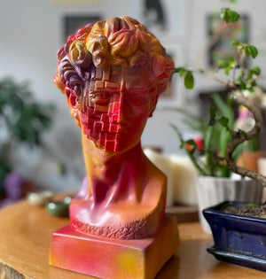 Orange David Head Sculpture - David Bust | MusaArtGallery™