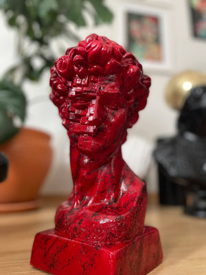 Red David Head Sculpture - David Bust | MusaArtGallery™