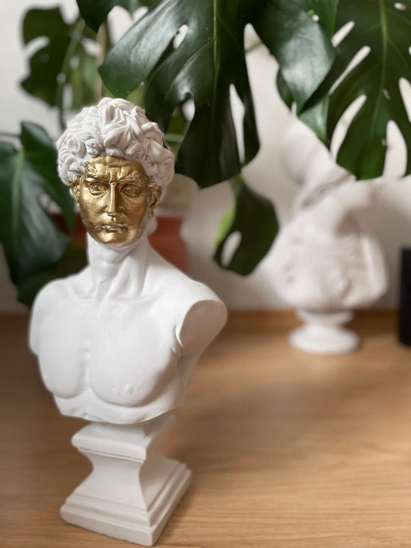 White and Gold David Bust | MusaArtGallery™