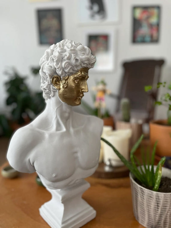 White and Gold David Bust | MusaArtGallery™