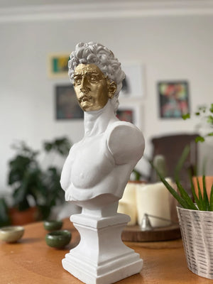 White and Gold David Bust | MusaArtGallery™