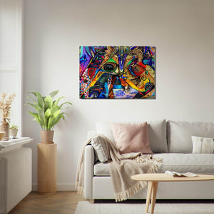 Abstract Face Graffiti Art - Street Art on canvas