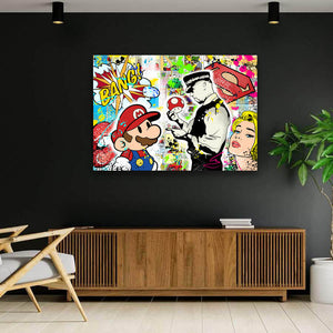 Mario Cops Banksy Street Art - Graffiti Wall Art