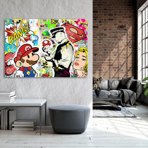 Mario Cops Banksy Street Art - Graffiti Wall Art
