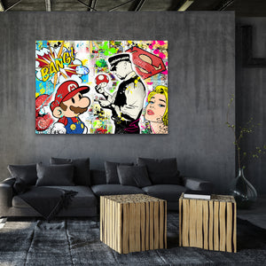 Mario Cops Banksy Street Art - Graffiti Wall Art