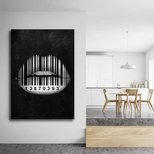 Barcode Lips Art - Lips Canvas | MusaArtGallery™