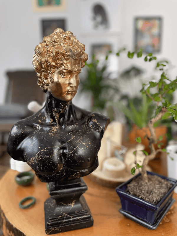 Black and Gold David Bust Statue - David Bust Satue for sale
