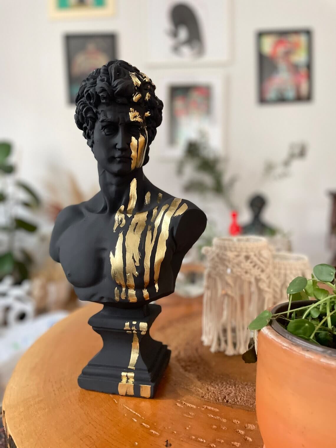 Black and Gold Woman Bust Sculpture