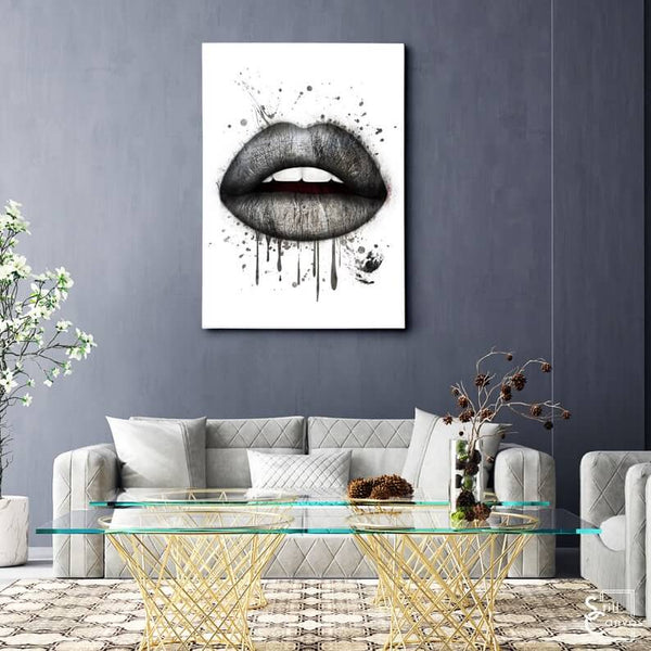 Black Drip Lips Art- Lips Canvas | MusaArtGallery™