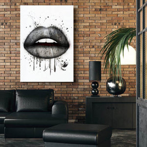 Black Drip Lips Art- Lips Canvas | MusaArtGallery™