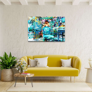 Blue Graffiti Wall Art- Street Art on canvas
