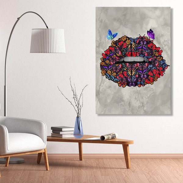 Butterfly Lips Wall Art- Lips Canvas | MusaArtGallery™